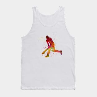 Cricket player batsman silhouette in watercolor Tank Top